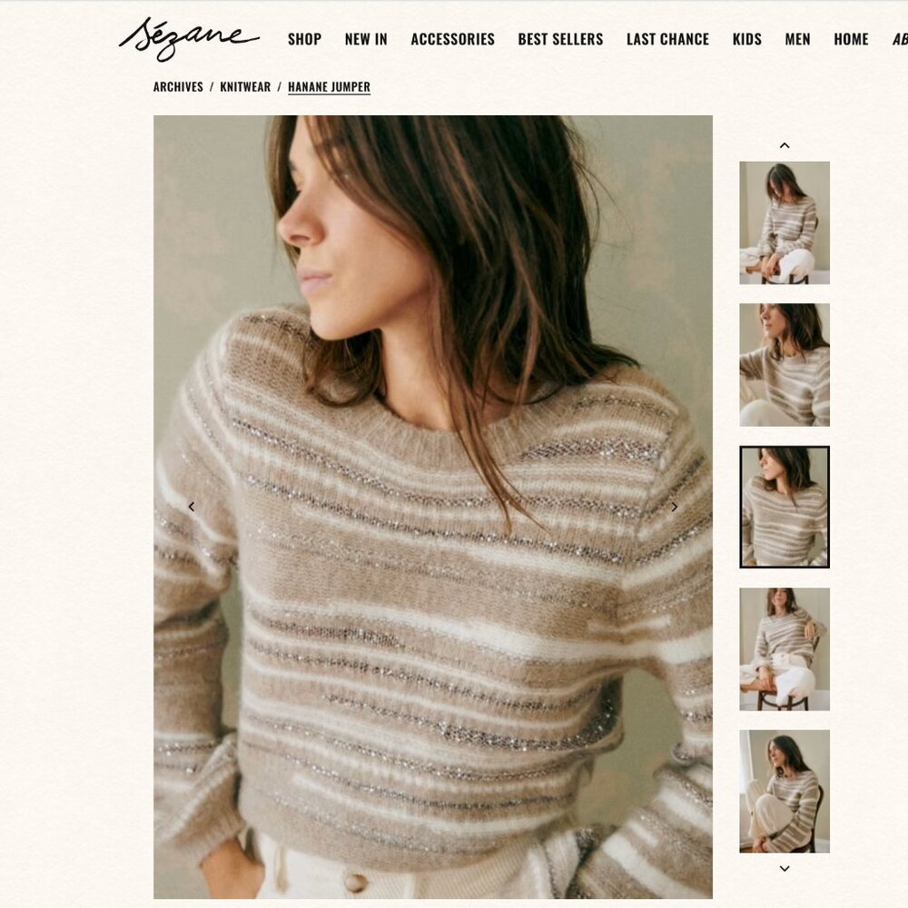 Sezane Hanane Beige Mottled Stripes Sweater